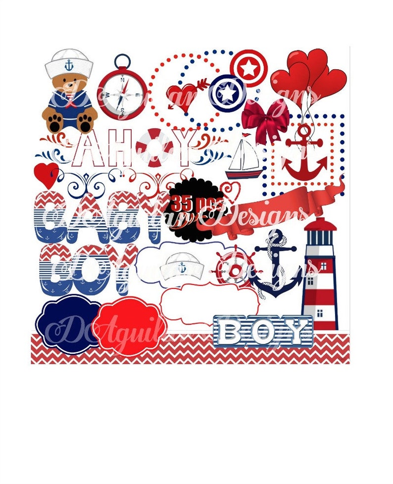 Anchors Away Baby Boy Bundle 35pcs Red White Blue Sailor Teddy Bear