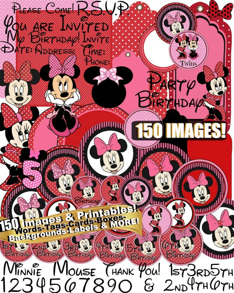 Maison Ballons Grand Enfants Minnie Mouse Anniversaire Poster Banniere Personnalisee Tout Texte Nom