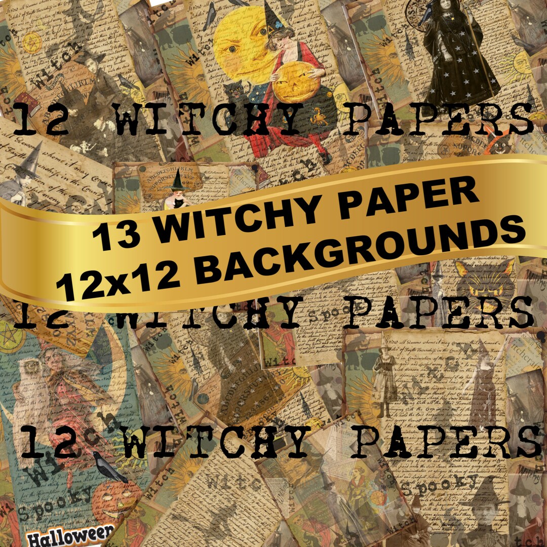 13 WITCHY 12x12 Backgrounds Halloween Scrapbook Pages for Crafts ...
