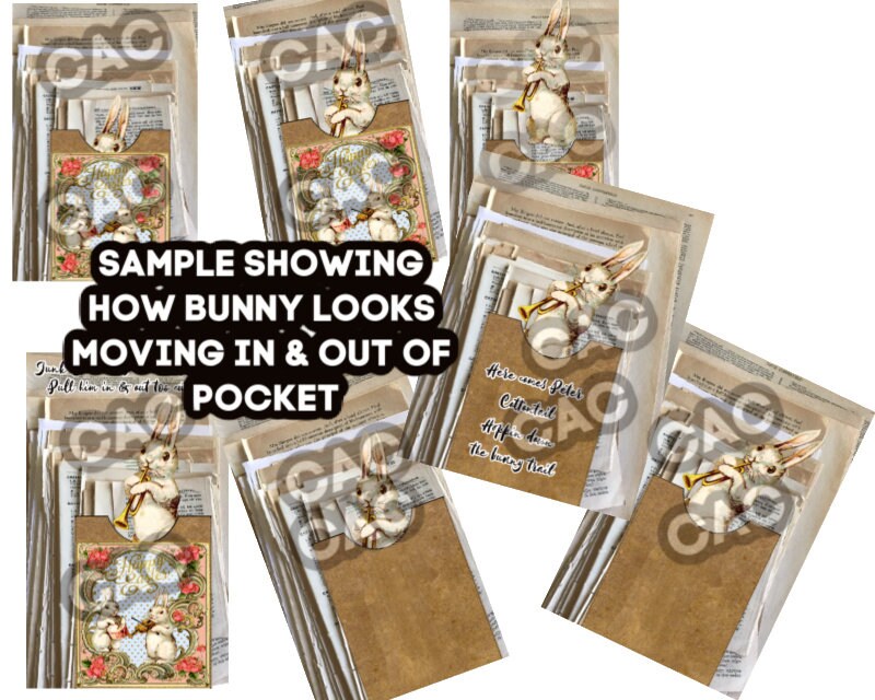 6 RABBIT POCKETS PRINTABLE Pages Craft Kit 2 White Musical - Etsy