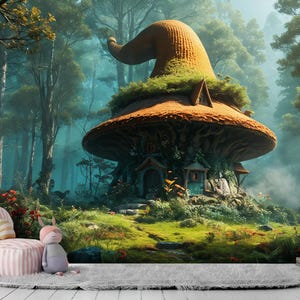 Enchanting Gnome House Wallpaper for Kids Room - Bring Magic to Your Space