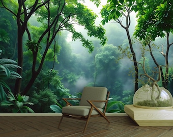 Botanical Bliss: Vibrant Green Wallpaper Mural
