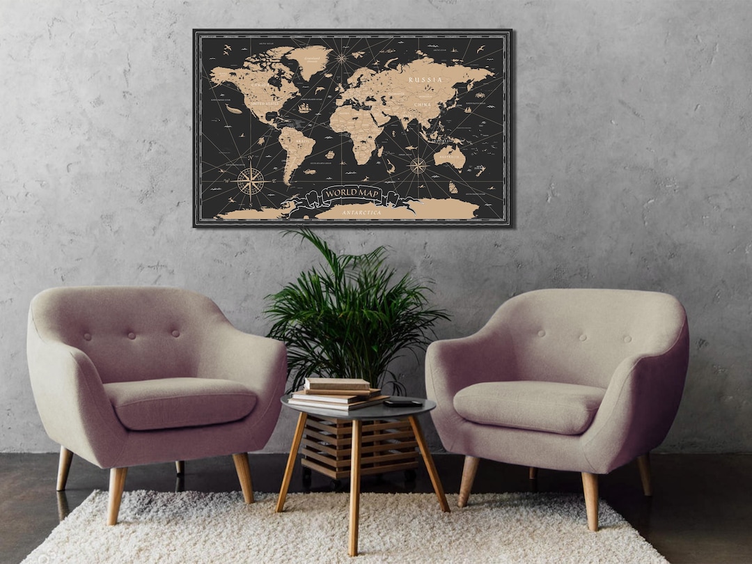 Vintage World Map Print Multi Panel Wall Art - Etsy