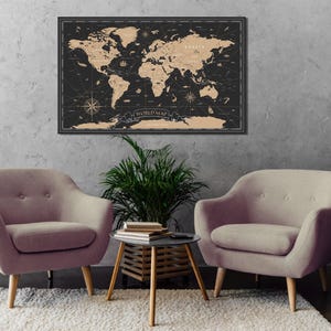 Vintage World map print Multi panel wall art