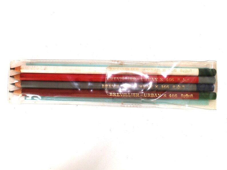 Retro Pencils Brevillier Products London Made in Austria Vintage Brevi-Bridge Pencils Sealed Box Benno Old 4 Colors Pencils Urban