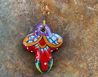 Authentic Talavera Ceramic “Puffy” Hanging Heart Ornament Small