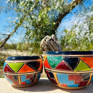 Handcrafted Talavera Clay Planter Pot Colorful Handpainted Mexican Clay Pottery