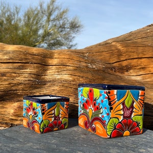Handcrafted Talavera Clay Pot: Hand-Painted Mexican Pottery Vibrant Plant Pot (Minor Paint Flaws