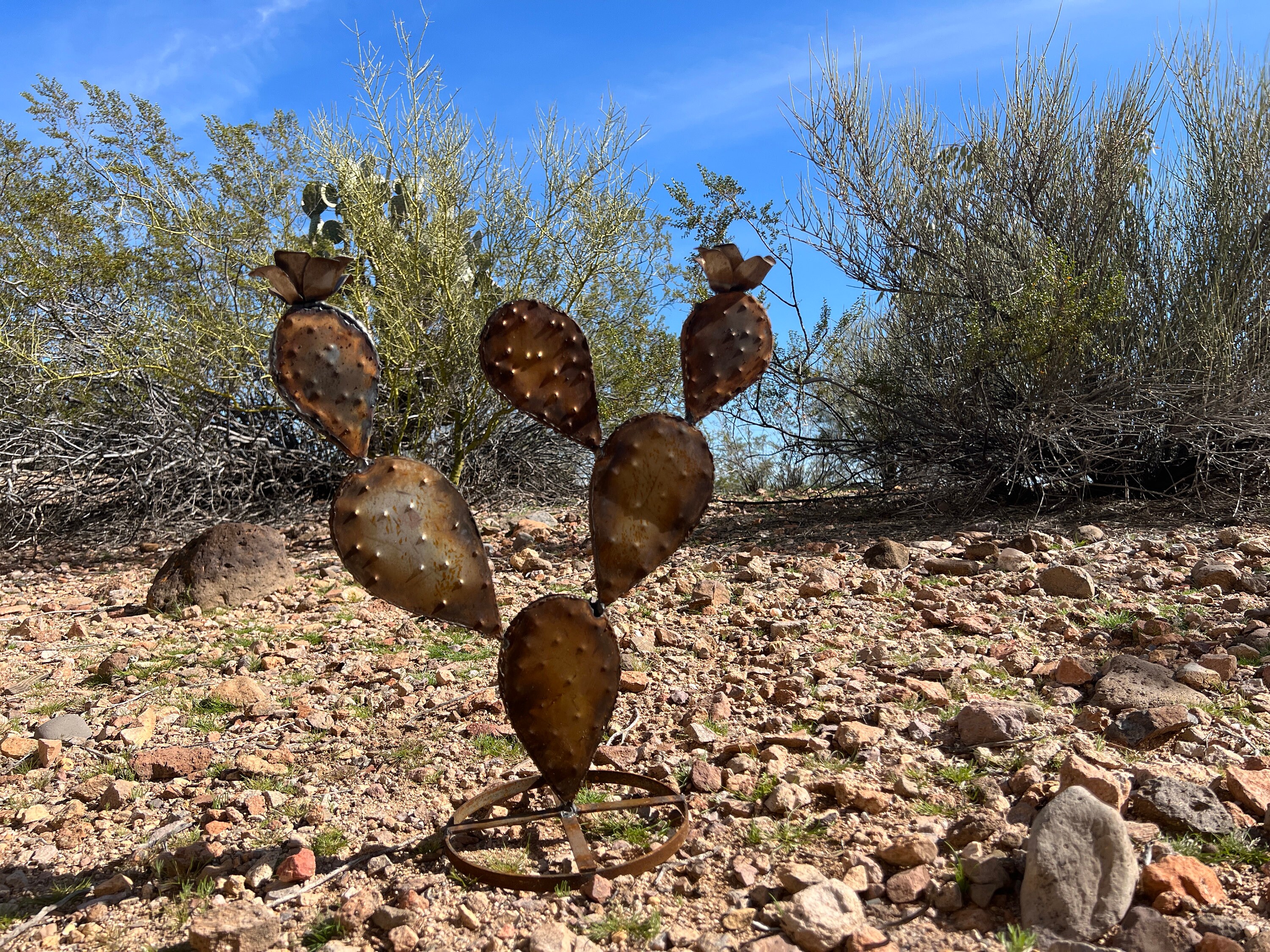 Handcrafted Rustic Metal Prickly Pear Cactus Blooming Nopal Yard Art - Etsy