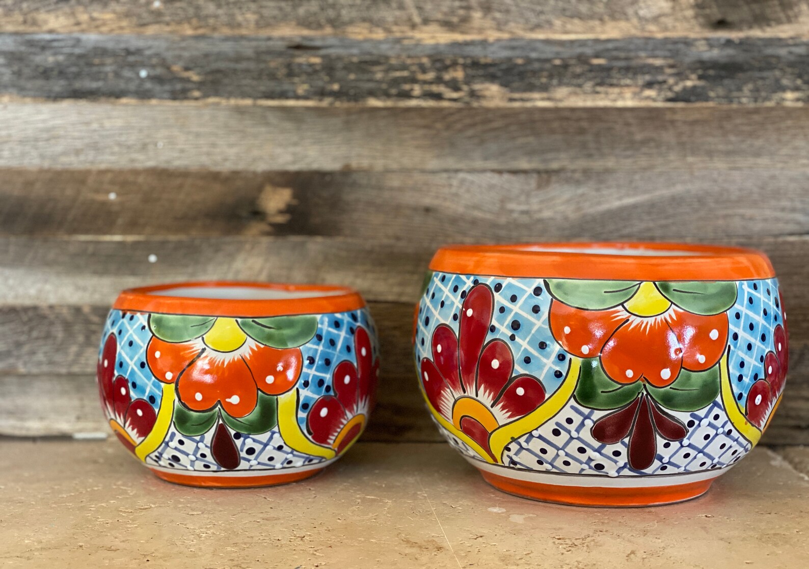 Handcrafted Talavera Fish Bowl Planter Hand Painted Flowers | Etsy