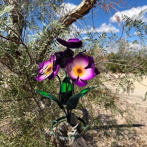 Handcrafted Metal Flower Bouquet: Rustic Mexican Yard Art