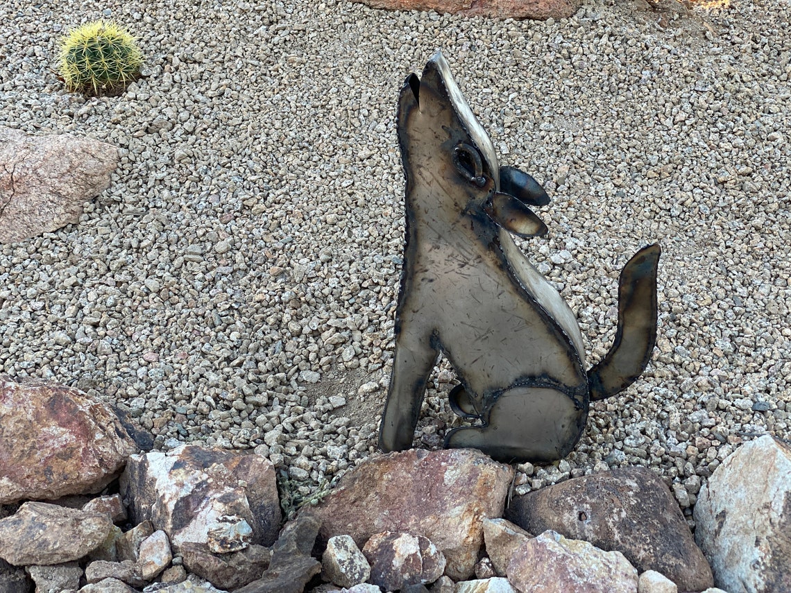 Handcrafted Metal Howling Coyote Mexican Metal Yard Art Desert Etsy