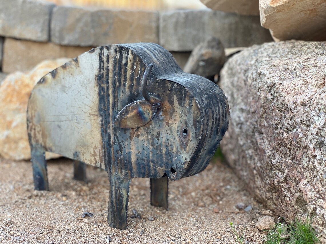Handcrafted Rusty Metal Buffalo Bison Mexican Yard Art Metal Etsy