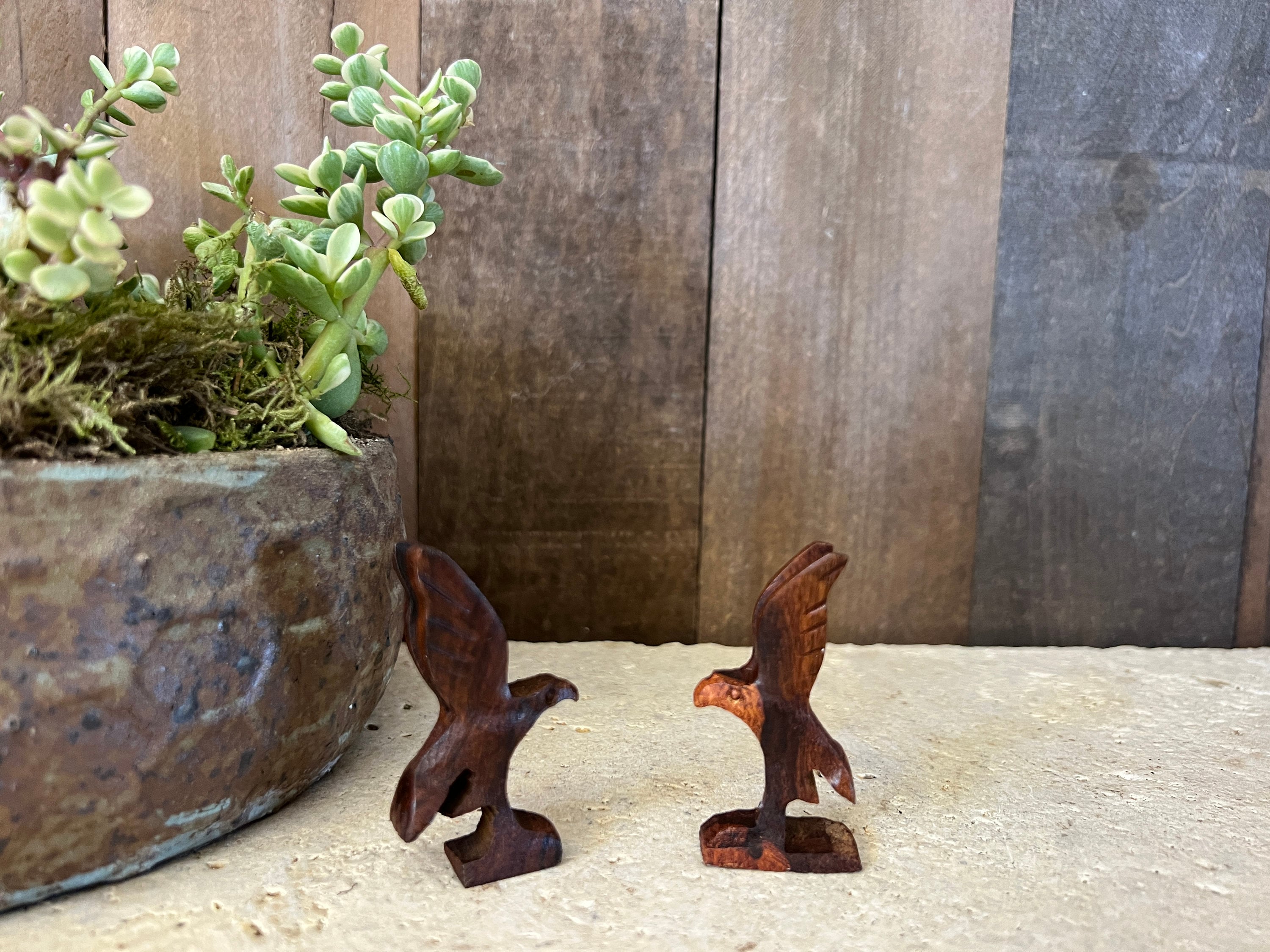 手彫りアイアンウッド動物置物 2個セット - Etsy 日本