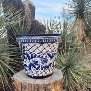 Handcrafted Talavera Planter Pot Colorful Hand Painted Mexican Clay Pottery