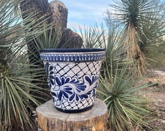 Handcrafted Talavera Style Clay Planter Pot Colorful Hand Painted Mexican Pottery