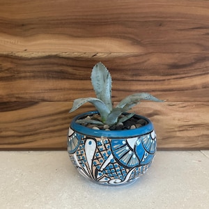 Handcrafted Talavera Planter Pot Colorful Hand Painted Clay Planter