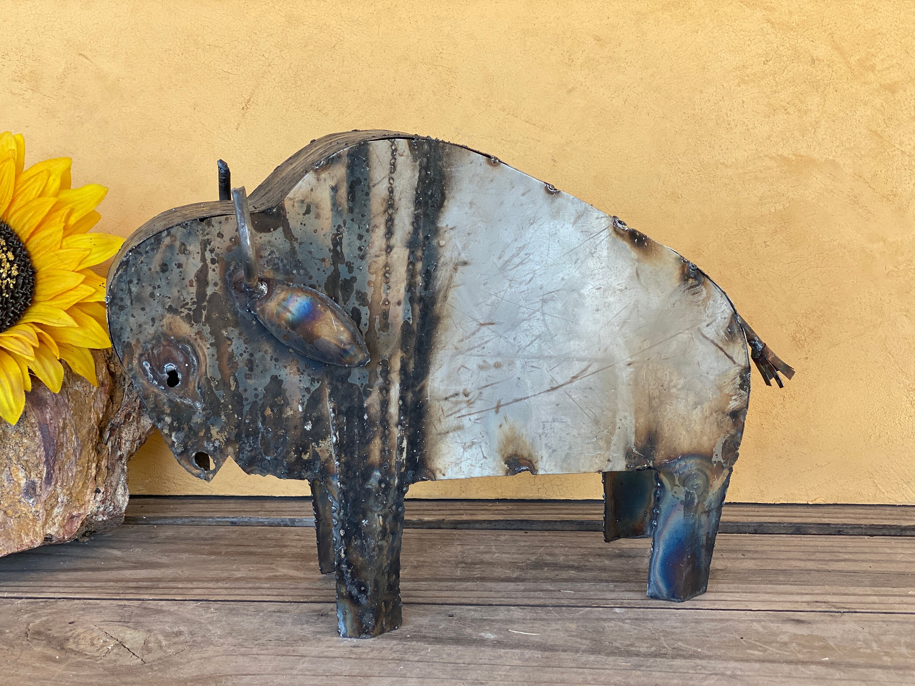 Handcrafted Rusty Metal Buffalo Bison Mexican Yard Art Metal Etsy
