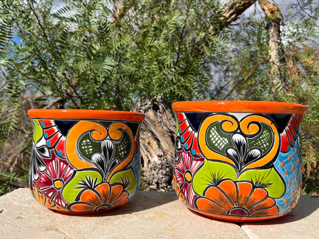 Handcrafted Talavera Style Planter MINI SMALL Pot Colorful Hand Painted  Flowers Mexican Clay Pottery - Etsy