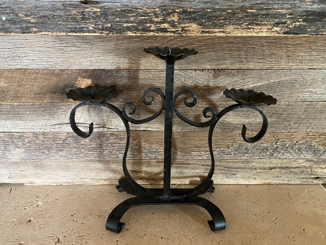 Vintage Iron Candle Holder Candelabra Etsy