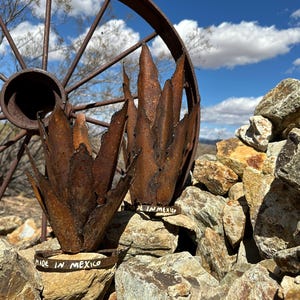 Rustic Metal Agave Sculpture: Arizona Desert Yard Art