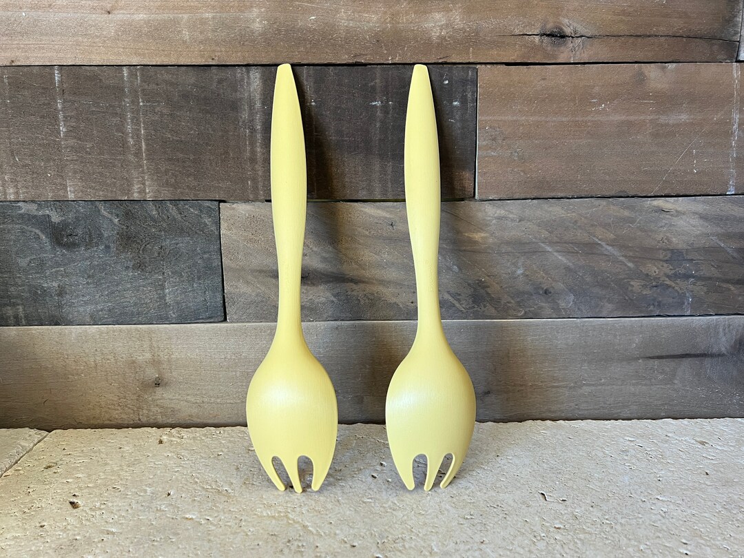 Vintage Tupperware Harvest Gold Salad Forks Serving Forks Etsy