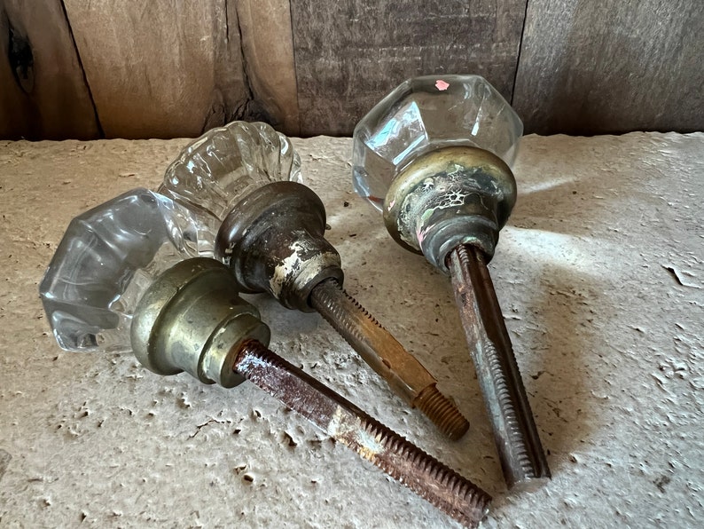 Set of Vintage Antique Glass Door Knobs Etsy
