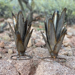 Handcrafted Rustic TINY MINI Metal Agave Arizona Desert Cactus Agave Metal Yard Art