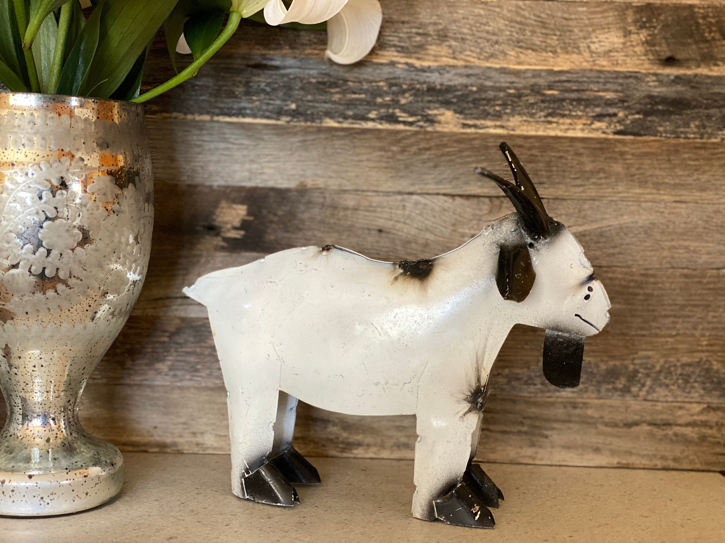 Rustic Mini Metal Goat Yard Art Lawn Decoration Etsy