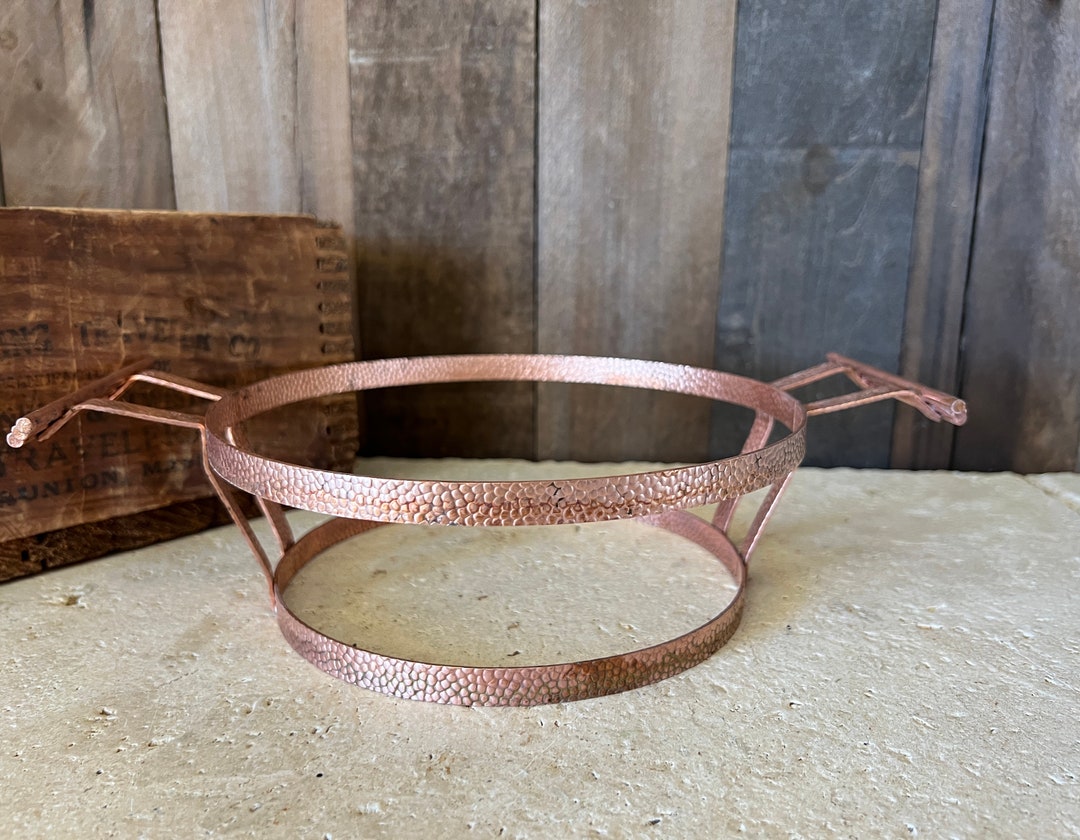 Vintage Hammered Copper Casserole Dish Stand Dish Holder Etsy