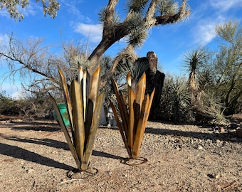 Handcrafted Rustic Metal Agave Arizona Landscape Desert Cactus Metal Yard Art
