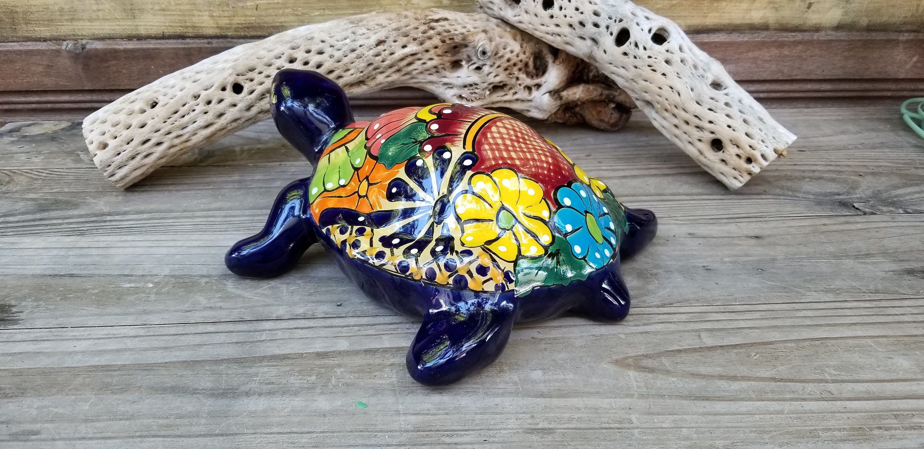 Flawed Discounted Large Talavera Tortuga Turtle Colorful Mexican