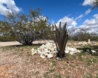 Handcrafted Rustic Metal Agave Arizona Landscape Desert Cactus Metal Yard Art