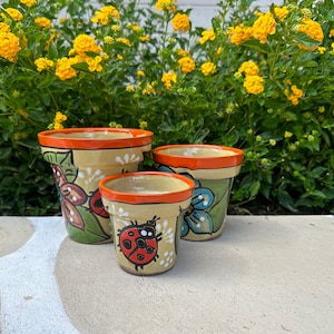 MINI Handcrafted Talavera Planter Hand Painted Flowers Clay Pot Colorful Mexican Clay Pottery