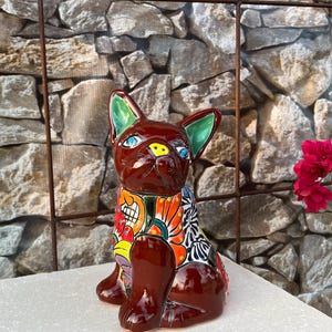 Talavera Boston Terrier Frenchie Französische Bulldogge Talavera Hund Bunte mexikanische Tonkeramik Handbemalt