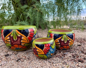 Handcrafted Talavera Planter Pot Colorful Hand Painted