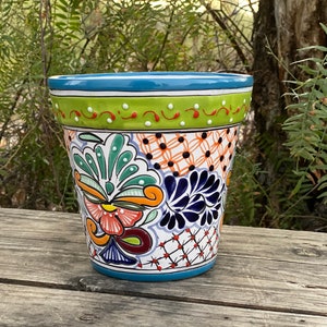 Handcrafted Talavera Planter Pot: Colorful Mexican Pottery