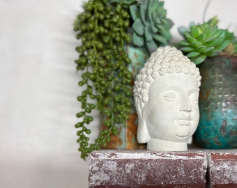 Handcrafted MINI Concrete Buddha Head Statue