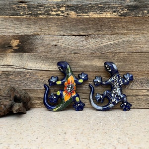 Hand-Painted Talavera Clay Gecko: Mexican Folk Art Decor