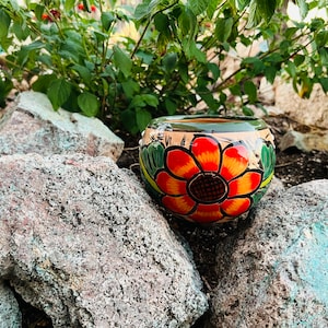 Flawed Discounted Hand Painted Handcrafted Talavera Planter Pot Colorful Hand Painted Mexican Clay Pottery