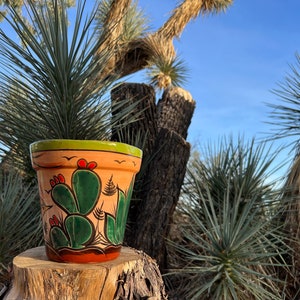 Flawed Discounted Handcrafted Talavera Planter Pot Colorful Hand Painted Flowers Mexican Clay Pottery