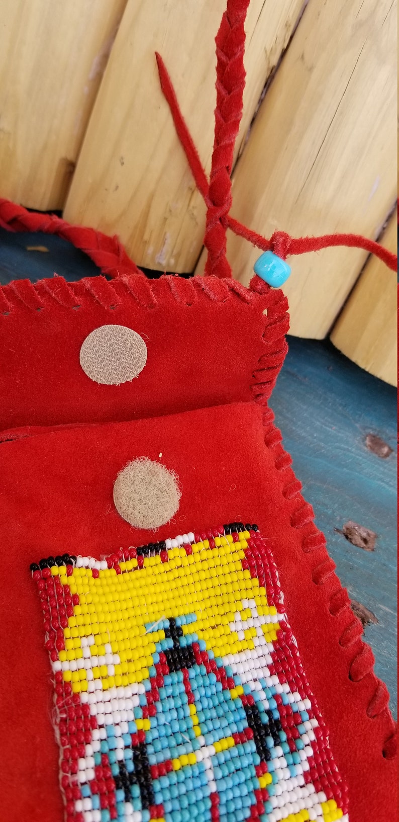 Handmade Suede Beaded pouch purse