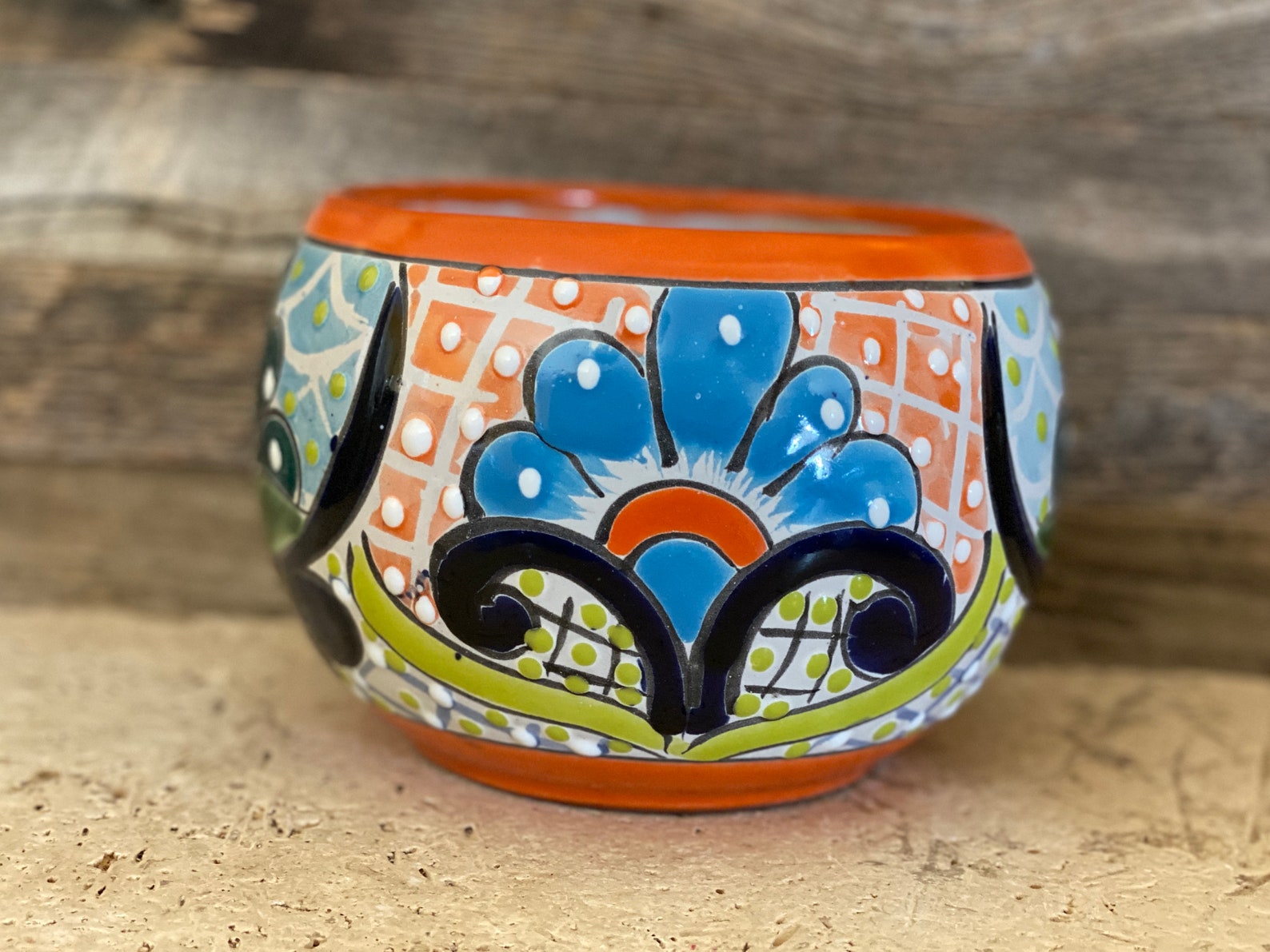 Handcrafted Talavera Fish Bowl Planter Hand Painted Flowers | Etsy