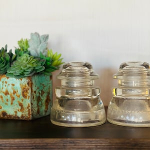 Vintage Hemingray Glass Insulators: Telegraph Telephone Decor (Set of 2)