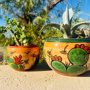 Handcrafted Pot Hand-Painted Talavera Clay Planter: Colorful Mexican Pottery