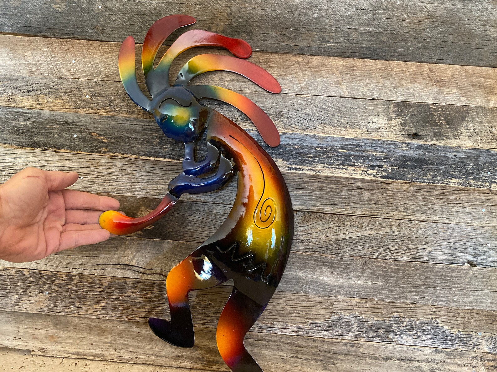 Large Metal Kokopelli Vibrant Yard Art Landscape Decor Etsy