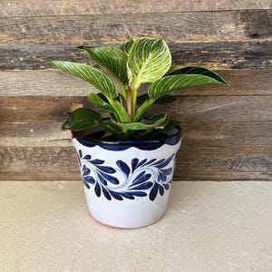 Handcrafted Clay Talavera Planter Pot Hand Painted Mexican Clay Pottery