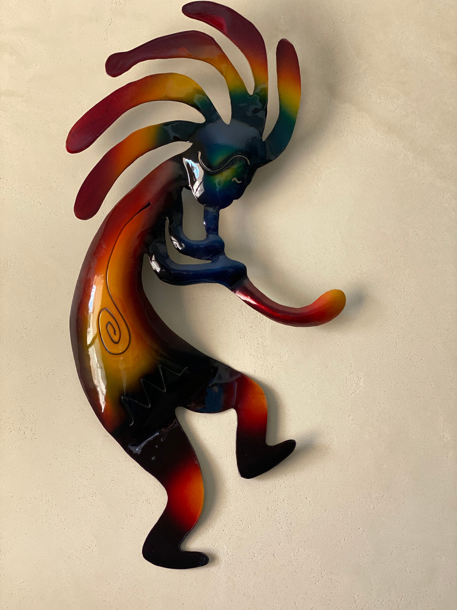 Large Metal Kokopelli Vibrant Yard Art Landscape Decor Etsy