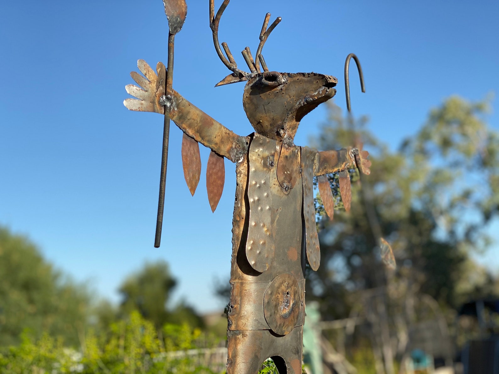 Rustic Metal Deerhead Shaman Metal Yard Art Native American Etsy