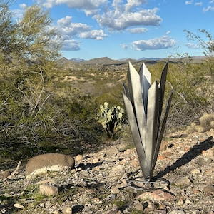 Handcrafted Rustic Metal Agave Arizona Landscape Desert Cactus Metal Yard Art